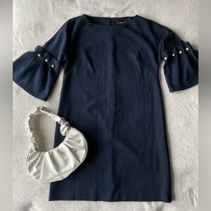 Banana Republic Navy Blue Pearl Sleeve Dress 6 Stretch Career Church